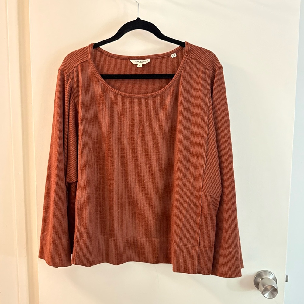 Max Studio Terracotta Ribbed Knit Top XL
